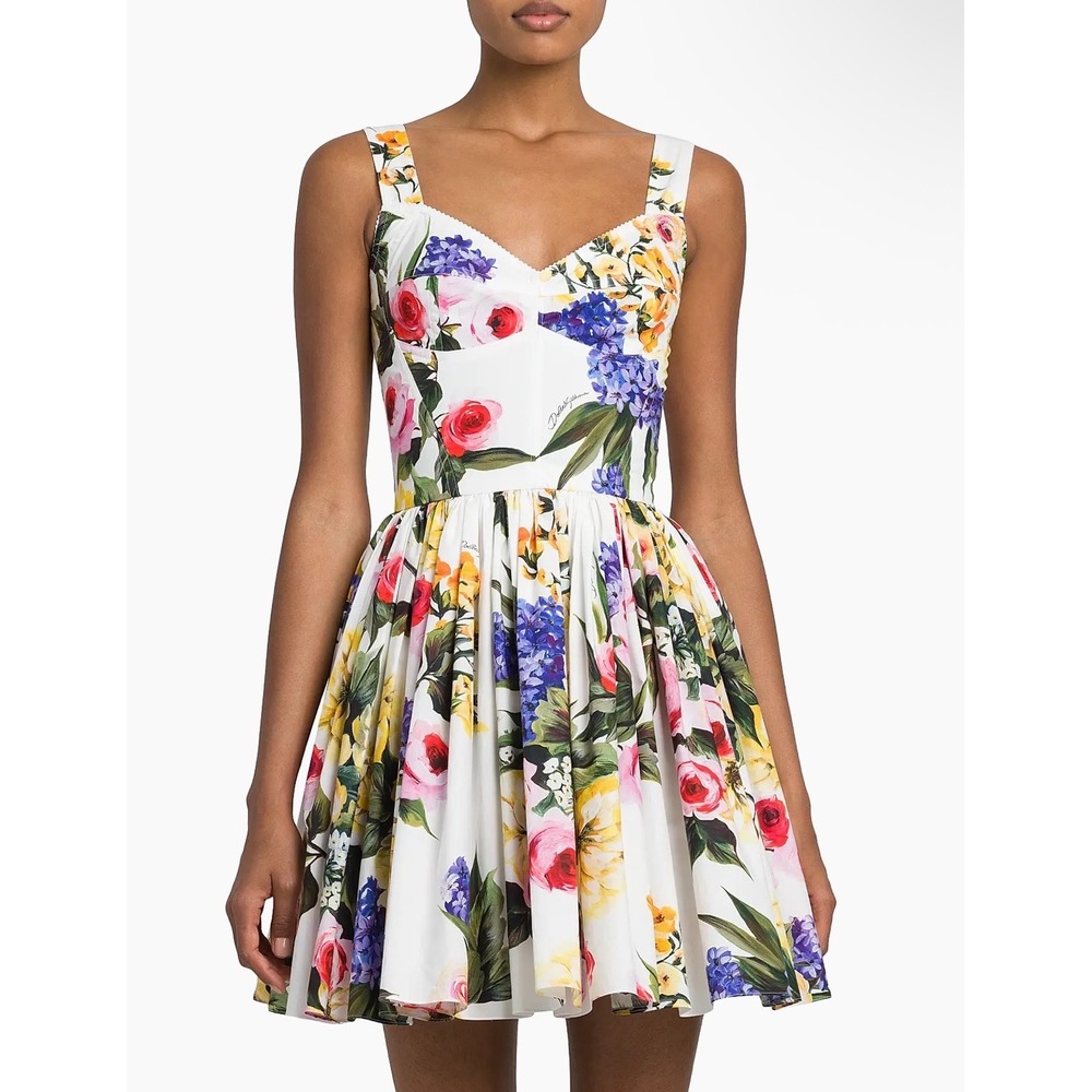 NWT Dolce & Gabbana Floral Poplin Bustier Minidress $1,995 - Size IT 46 / US 10